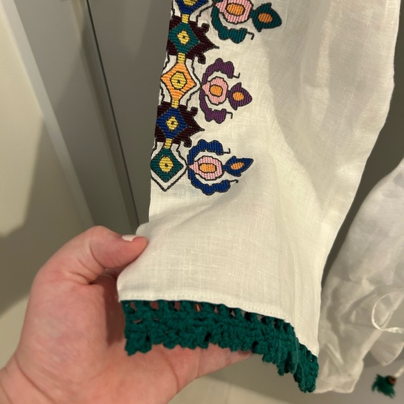 Tory Burch Embroidered Linen Dress Size S/P EUC Boho F0665 - Picture 7 of 11